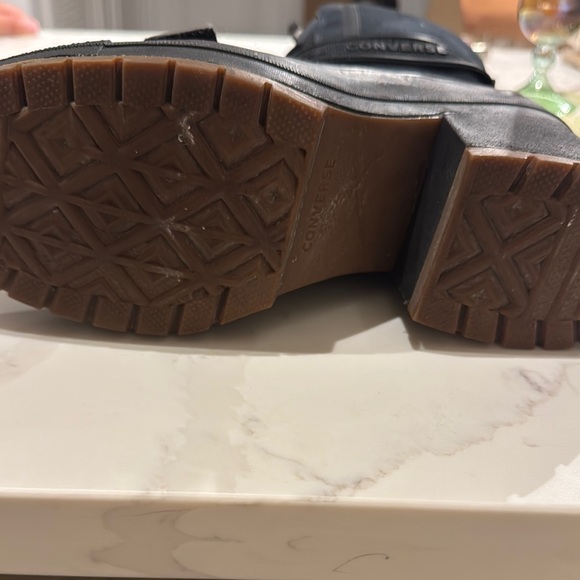 Converse Black Lace Up Boots with Chunky Heel - Picture 2 of 3